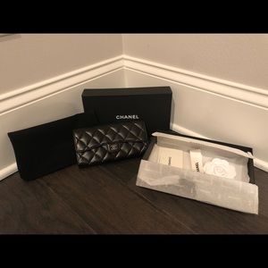 BNIB Authentic Chanel Lambskin Long Flap Wallet
